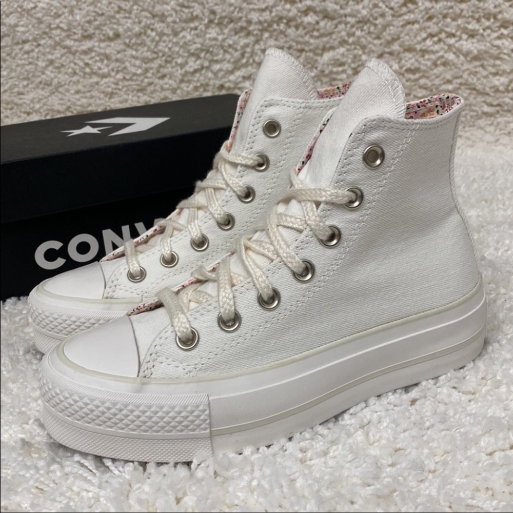 Brand new white platform converse